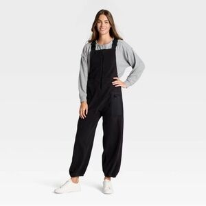 JoyLab Women’s High Pile Fleece Overalls - Black Size Large NWT